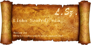 Lisko Szofrónia névjegykártya